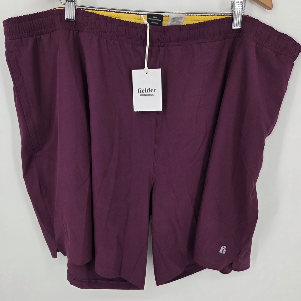 NEW Bonobos Fielder 2 in 1 Stretch Shorts Mens XXXL Purple Zip Pockets Gym NWT